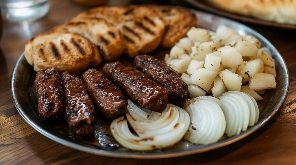Srpska nacionalna jela – ćevapi sa prilogom i svežim lukom